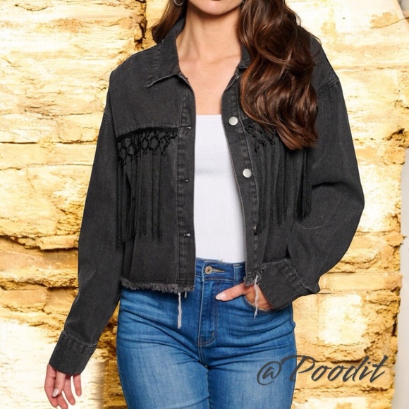 blue velvet Jackets & Blazers - Washed out black HOWDY jean jacket S M L